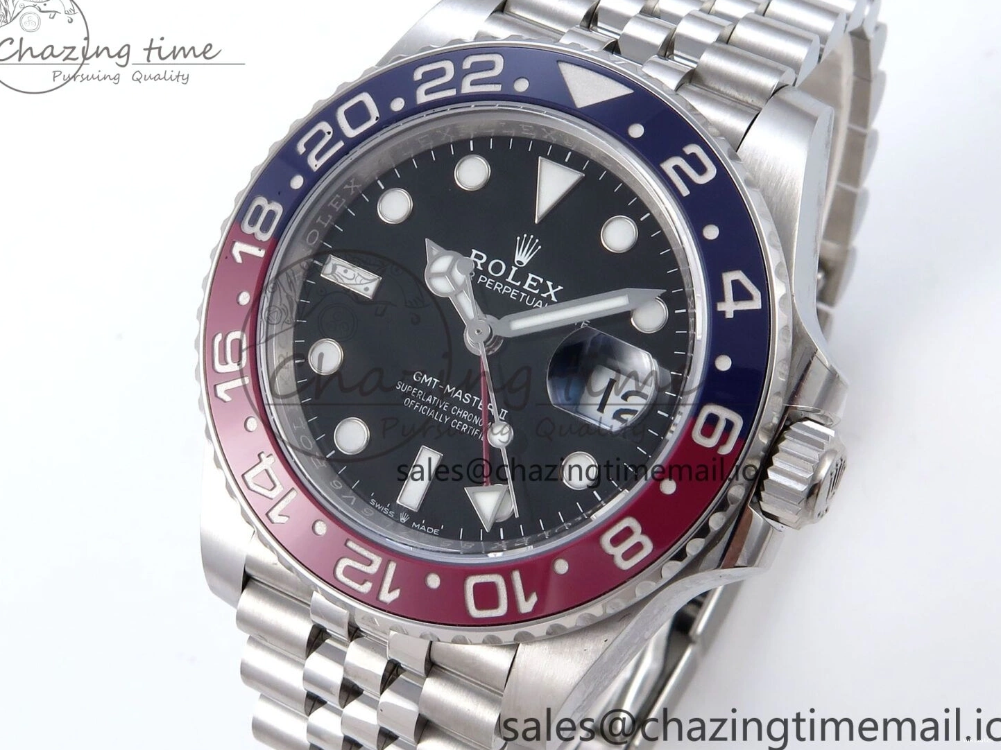 QF+ Bezel 1:1 Edition Blue Best Master II BLRO Steel 904L on SS SH3285 Dial Red 126710 GMT Black Bracelet 0427